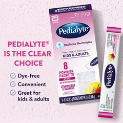 Pedialyte glass with strawberry lemonade after mixing.