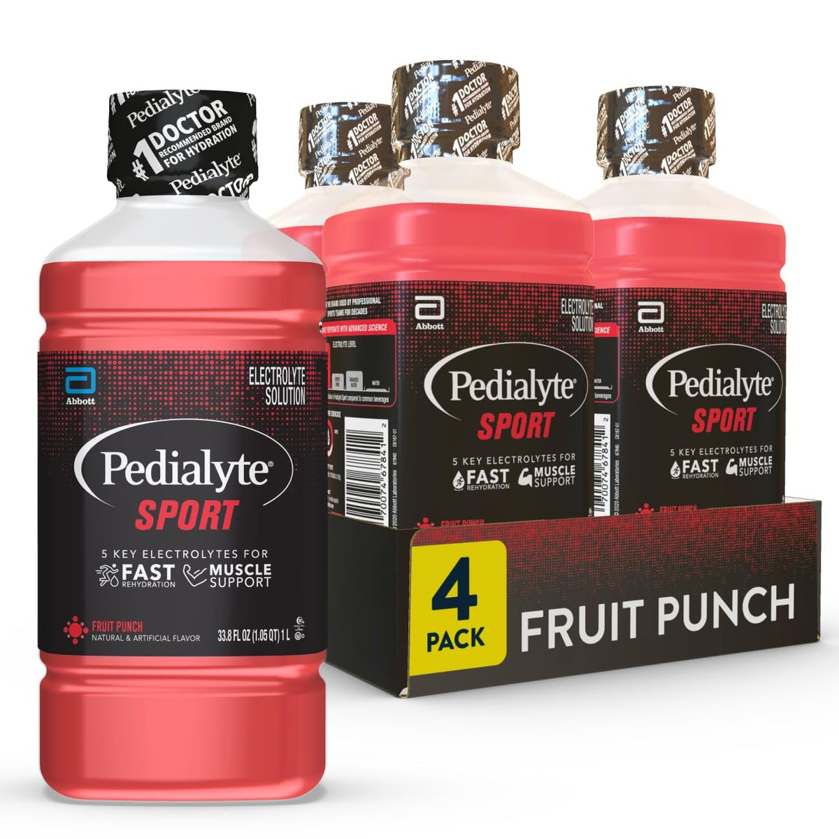 Pedialyte Sport bottle view for on-the-go hydration during workouts.