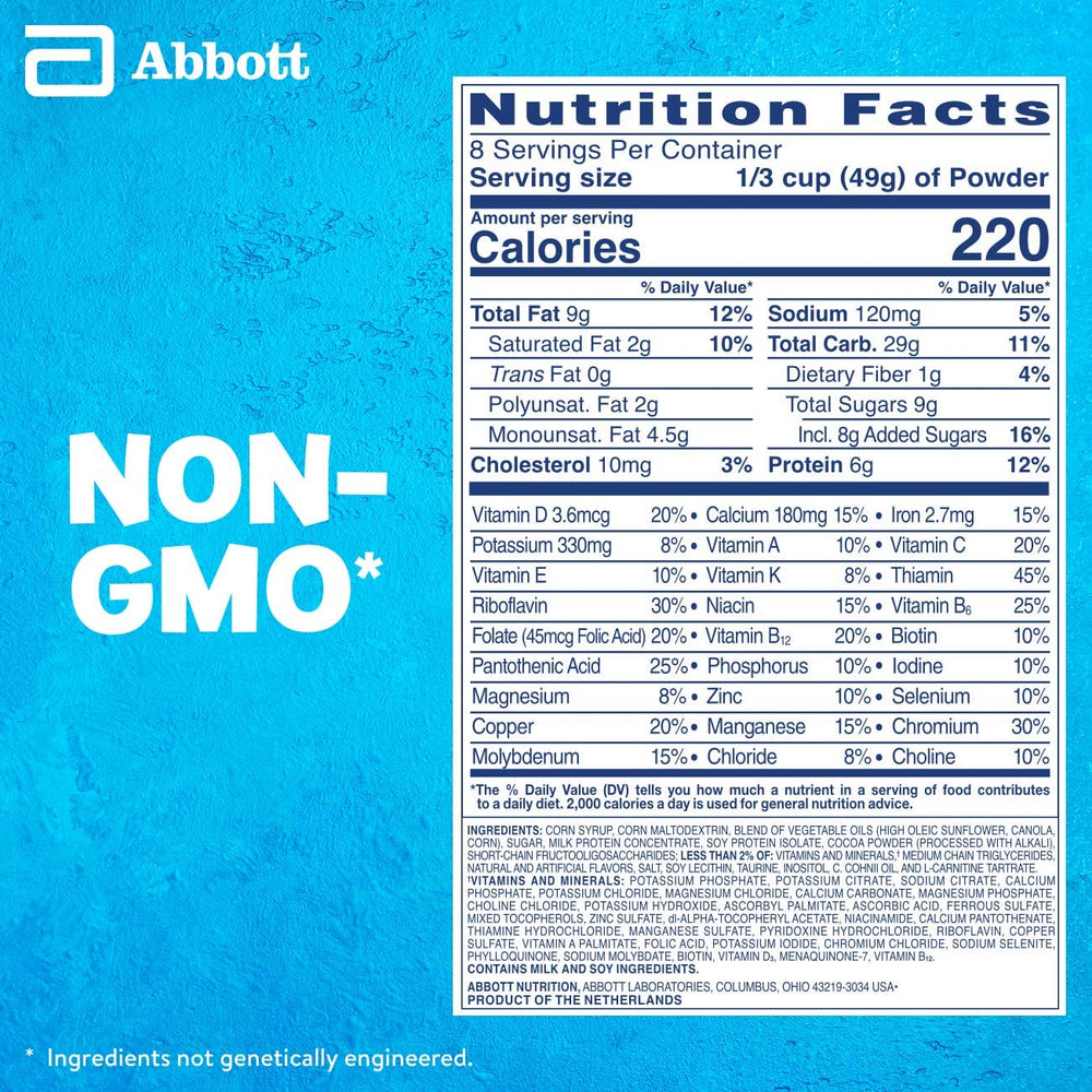 PediaSure Grow & Gain ingredients chart highlights vitamins and minerals