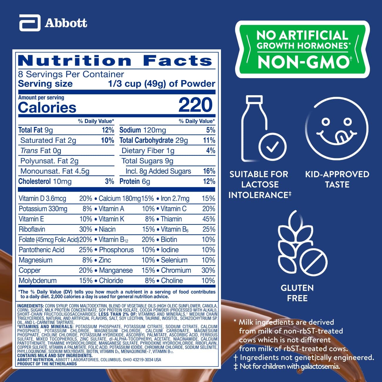 PediaSure Grow & Gain non-GMO gluten-free label on jar.
