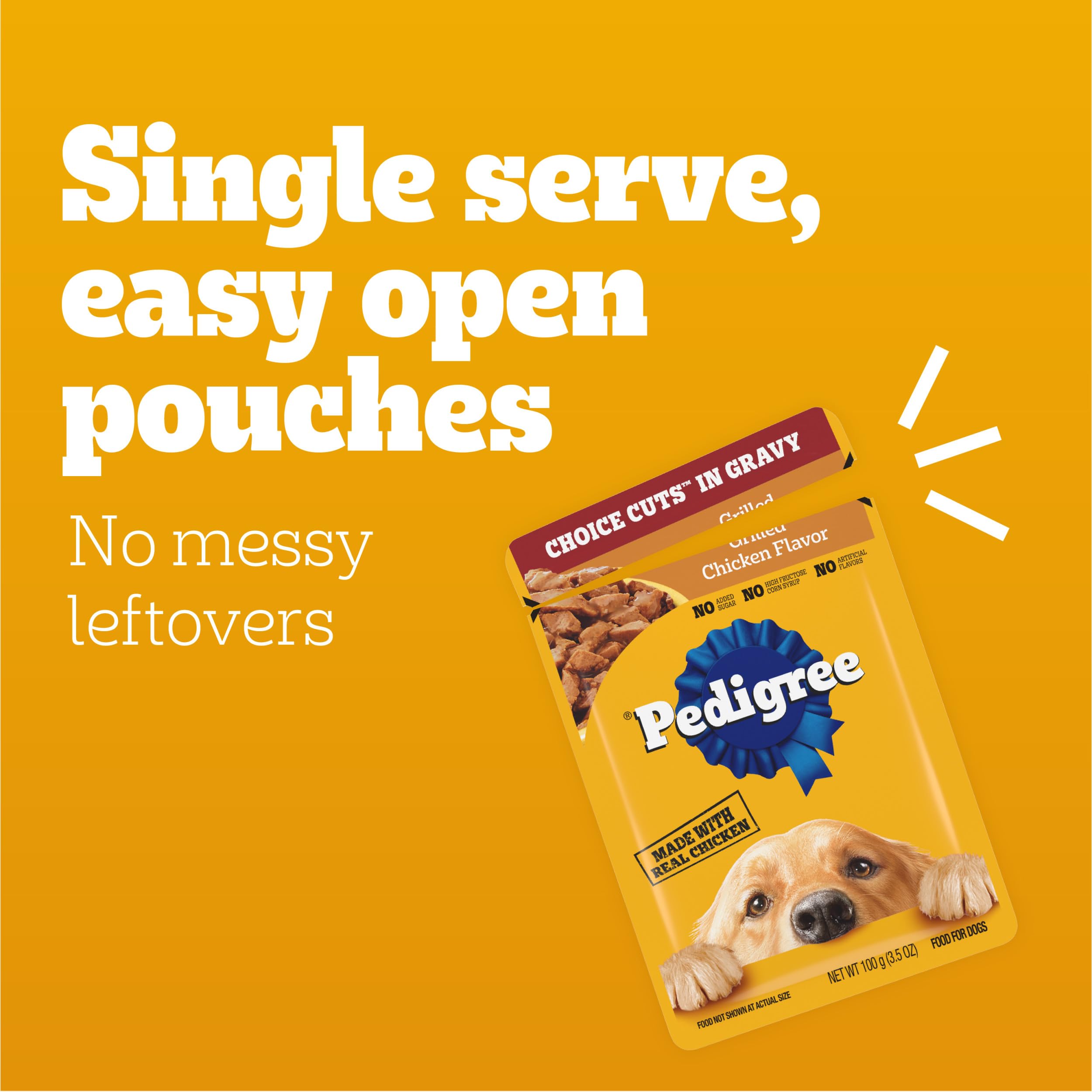 Pedigree Choice Cuts in Gravy bowl with glossy gravy enhancing flavor.