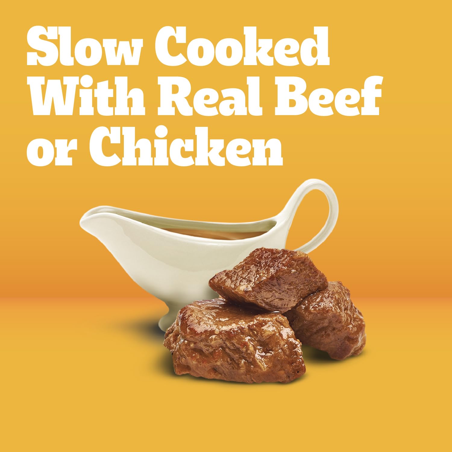 Pedigree Choice Cuts In Gravy soft meat pieces support easy chewing for adults.