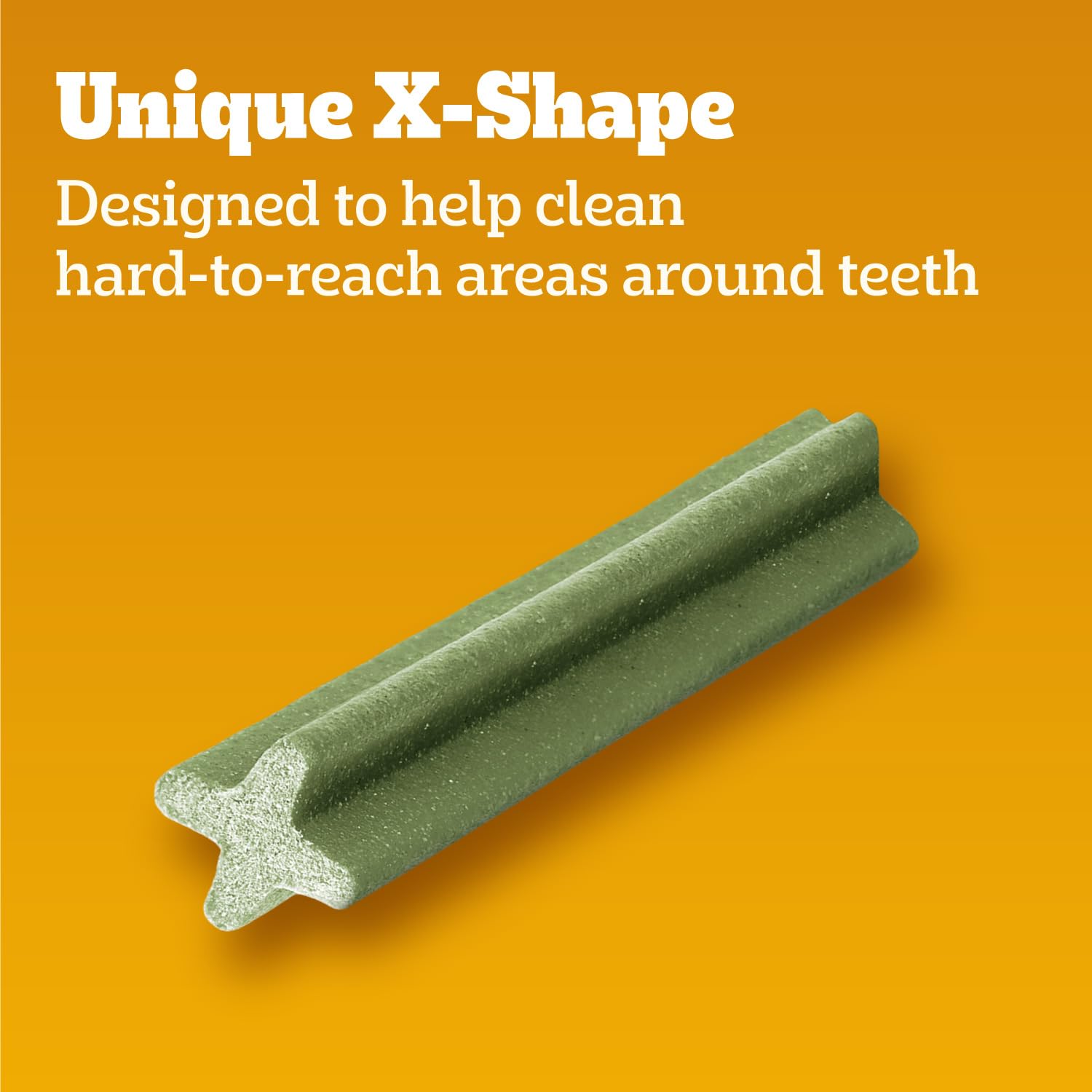 Pedigree Dentastix dog chewing action demonstrates engaging chew.