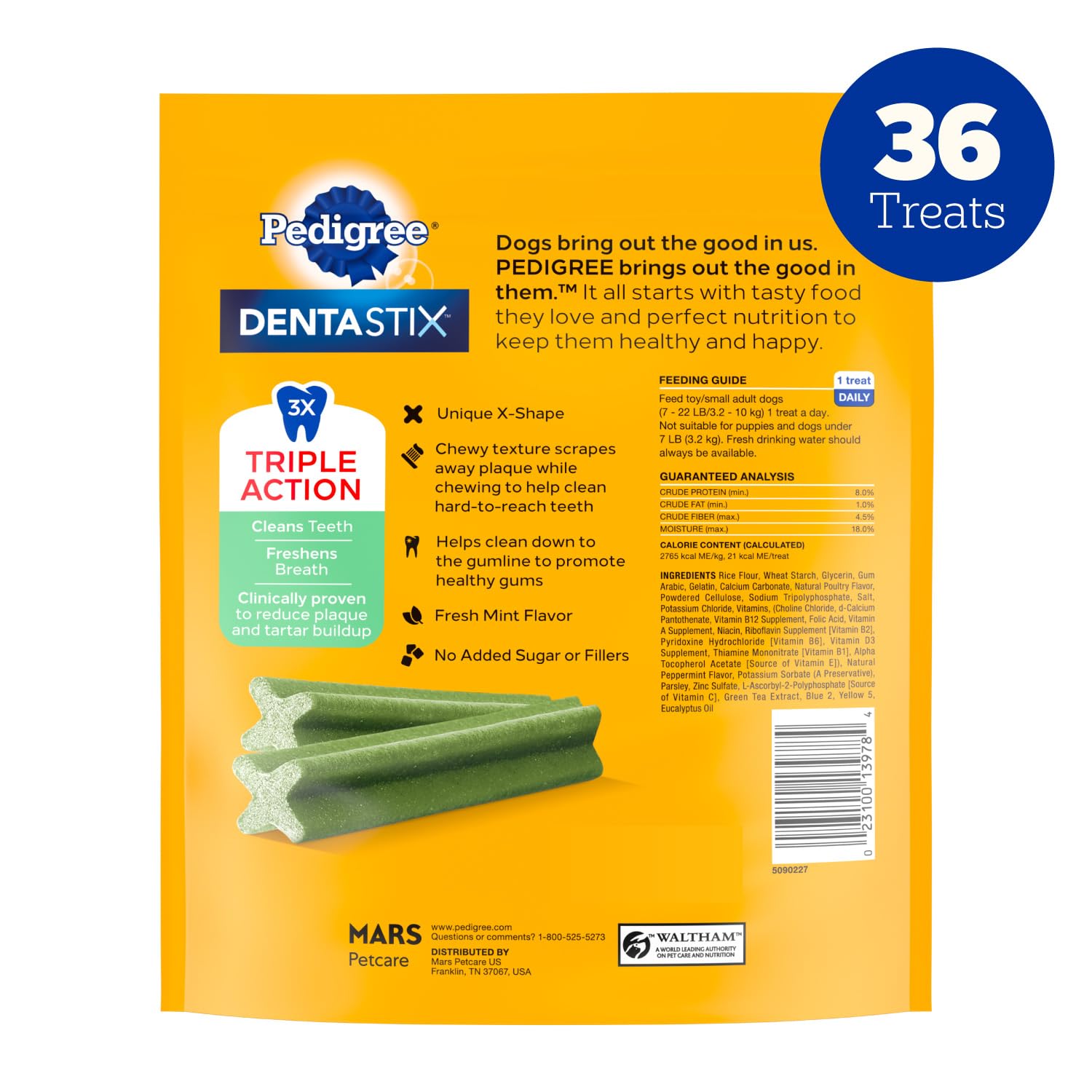 Pedigree Dentastix large-breed treats displayed for a daily routine.