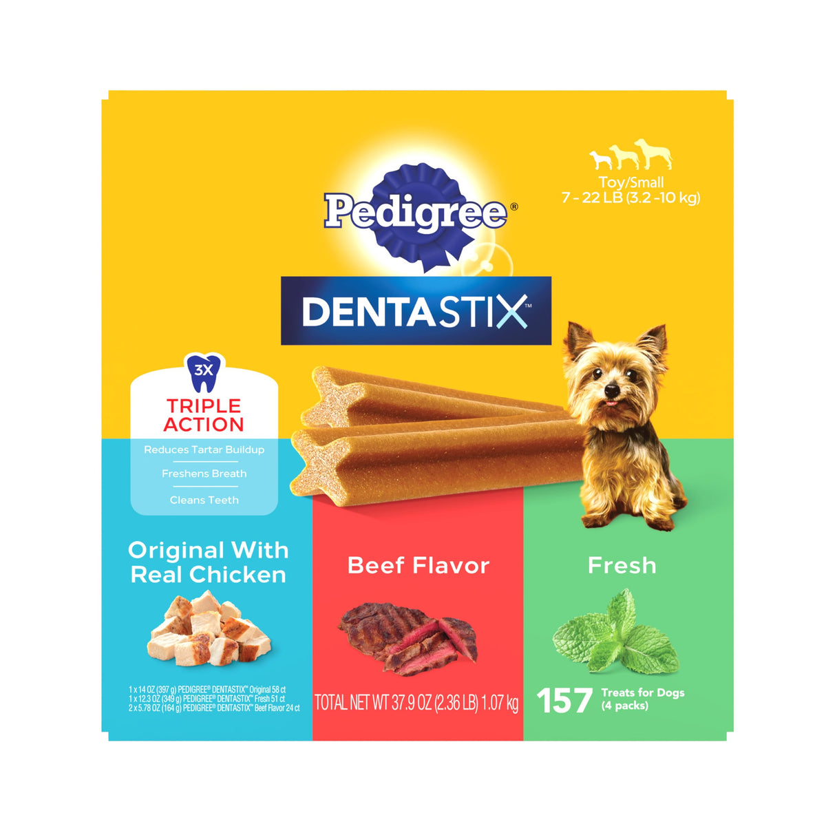 Pedigree Dentastix small dog original chews support daily dental care.