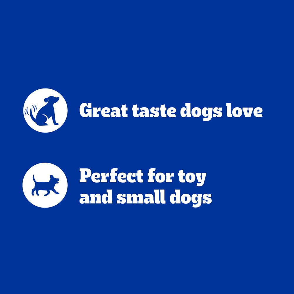 Pedigree Mini Jumbone chewy outer layer with meaty center for training rewards.
