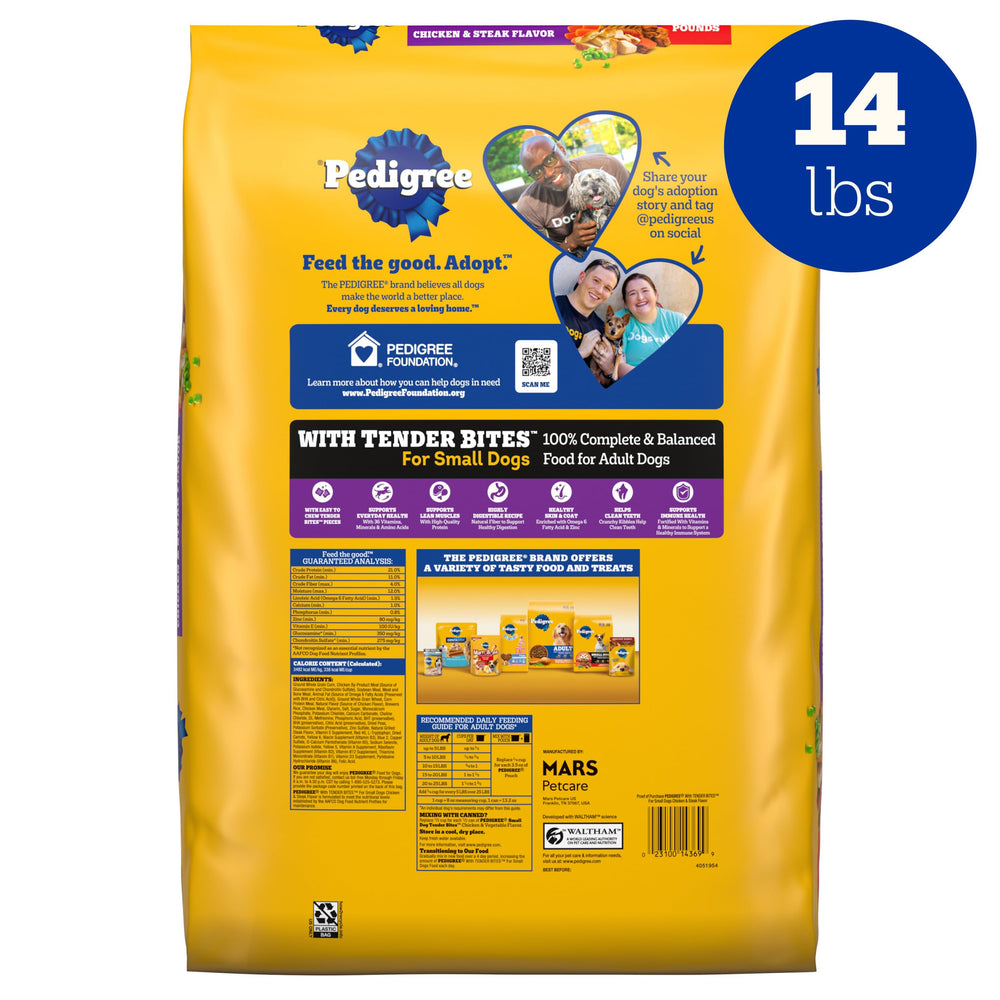 Pedigree Tender Bites flavor label chicken and steak