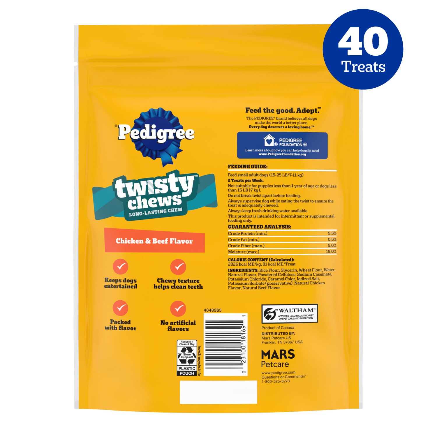 Pedigree Twisty Chews chicken-beef flavor close-up for aroma and taste
