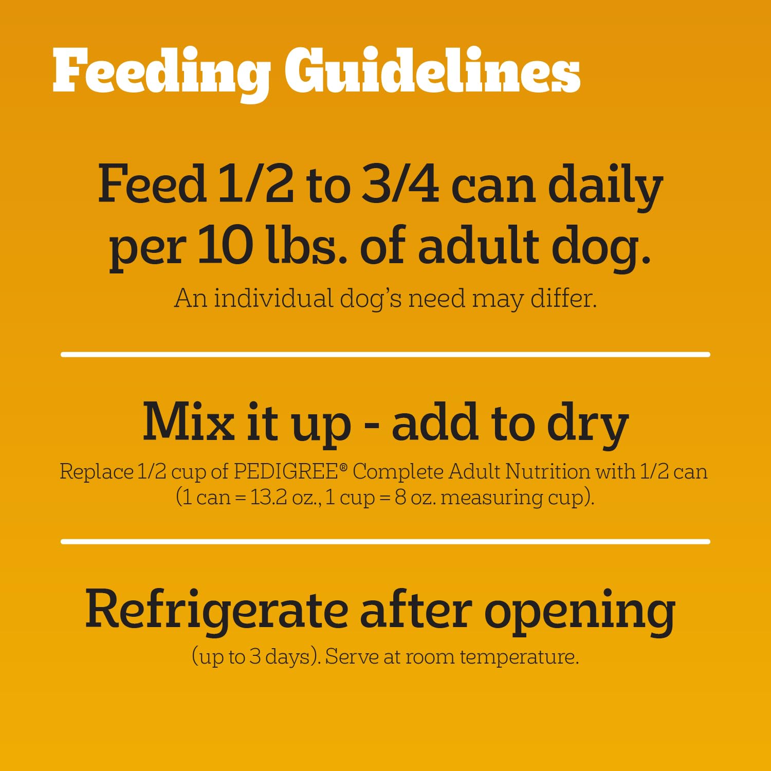 Pedigree wet dog food cans lined up for variety appeal