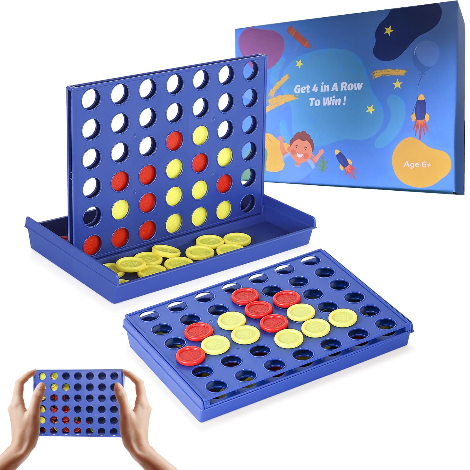Pedolini 4-in-a-Row travel board game for car and plane trips.