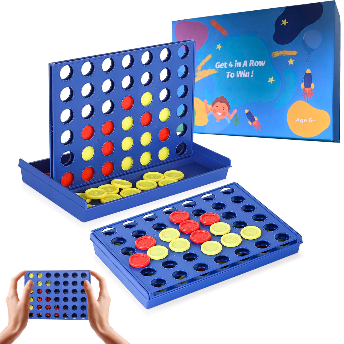 Pedolini 4-in-a-Row travel board game for car and plane trips.
