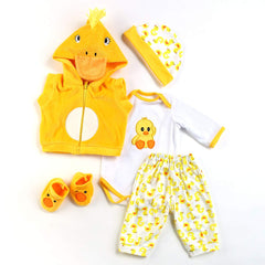 Pedolltree 22-inch yellow duck coat for reborn dolls, warm and stylish
