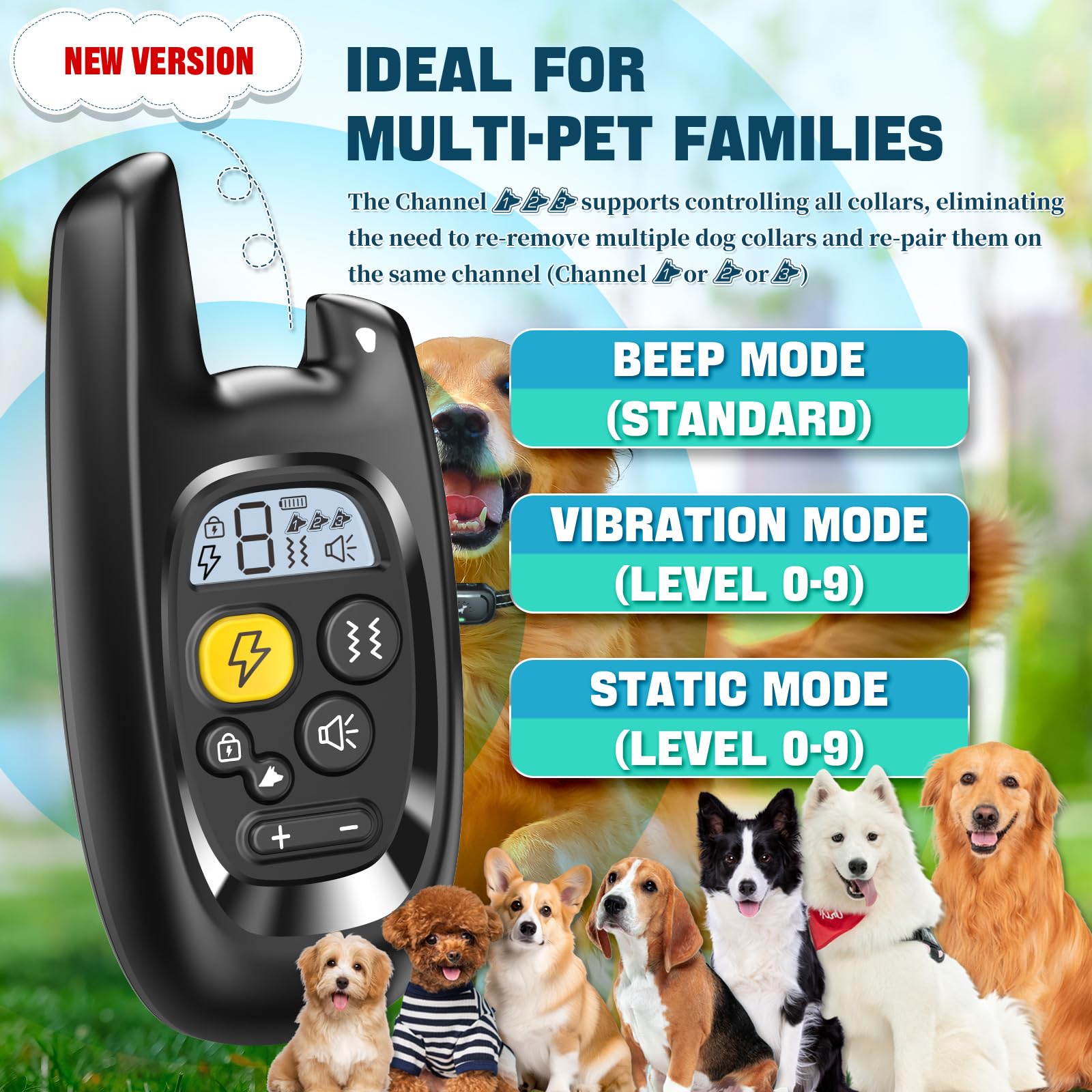 Pedono shock collar keypad highlighting anti-misoperation safety.
