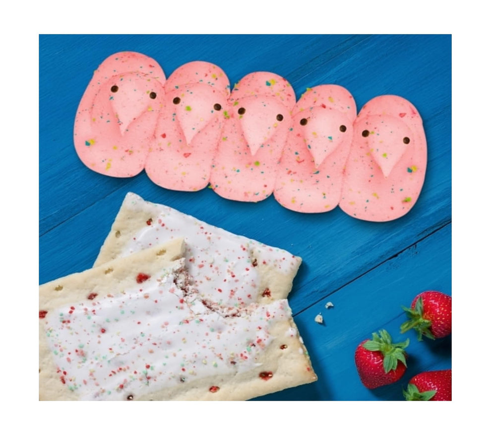 Peeps Chicks Sour Watermelon image shows tangy bite on pink and green.