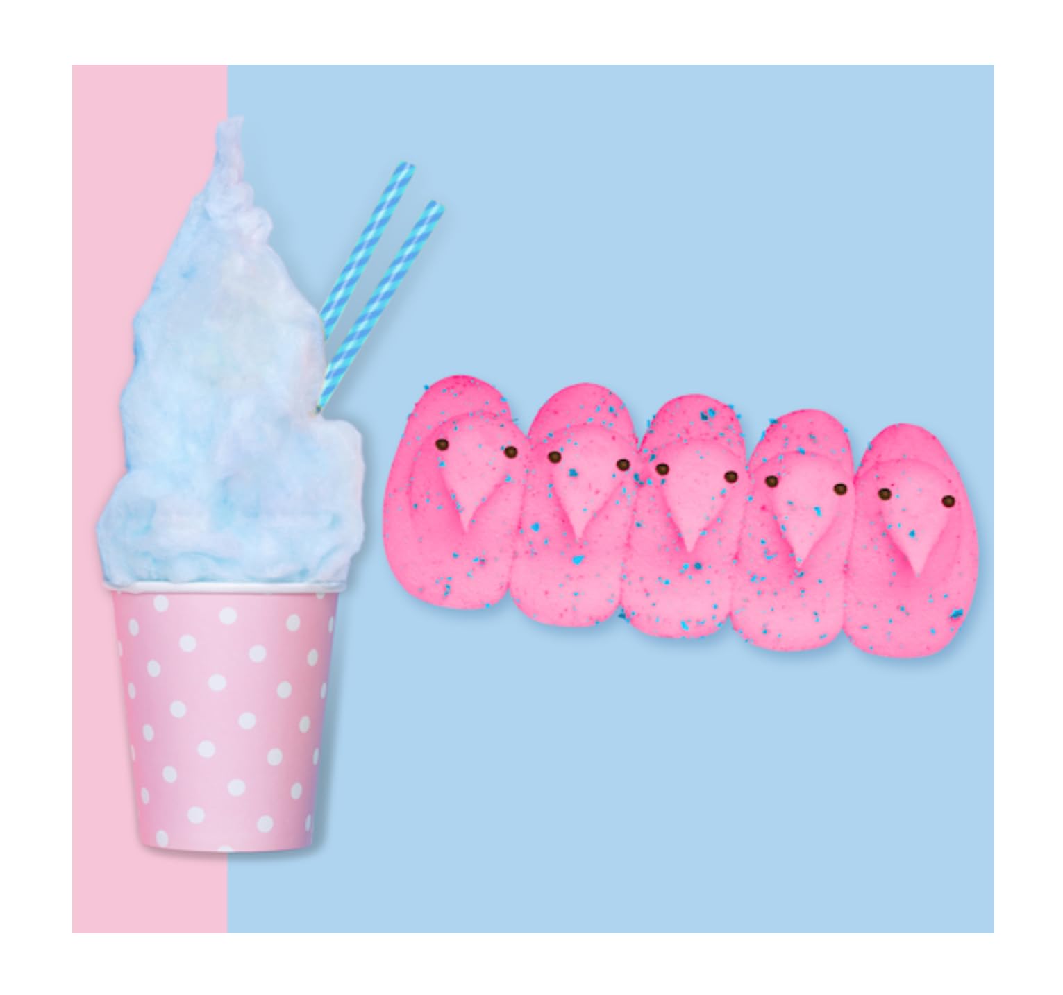 Close-up of Peeps Cotton Candy Chicks showing fluffy texture and sugar crystals