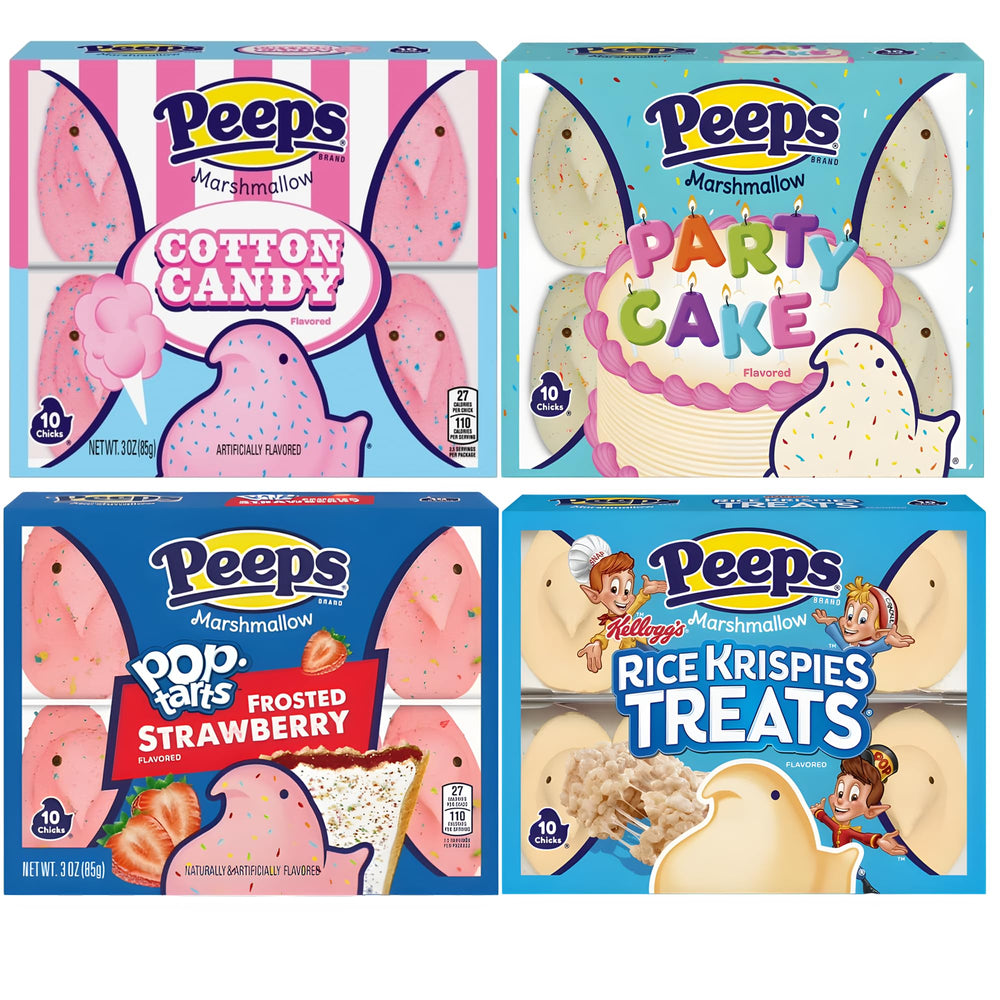 PEEPS Cotton Candy marshmallow chicks in a festive Easter display, perfect for baskets.