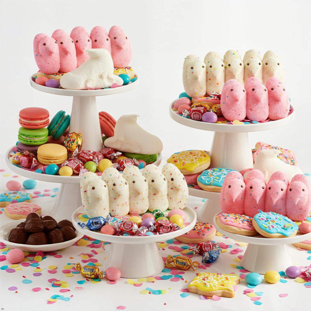 PEEPS Party Cake marshmallow chicks in a 4-pack, ideal for party favors and snacks.