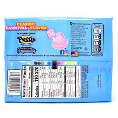 Peeps marshmallow chicks close-up shows pastel colors and fluffy texture