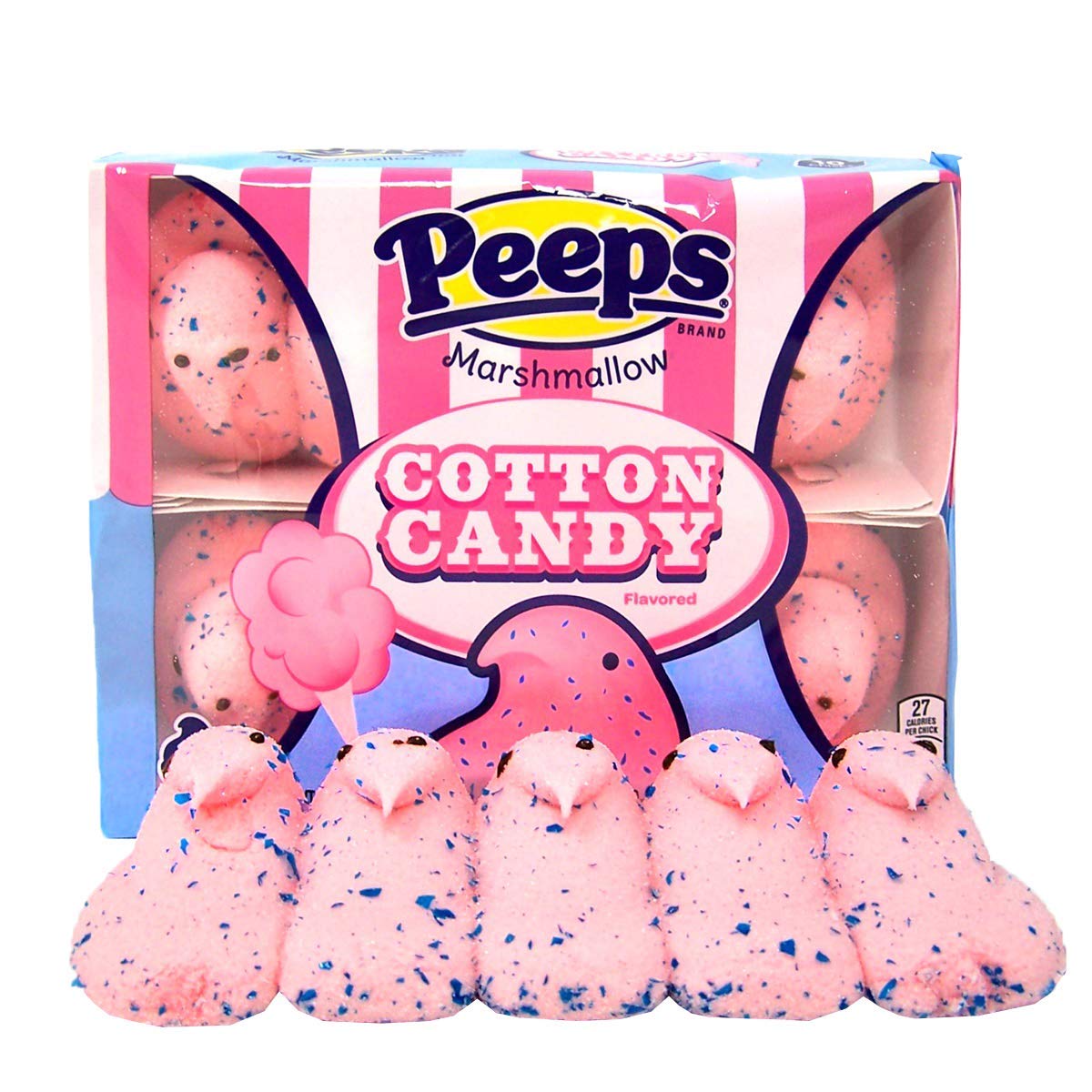 Peeps Easter marshmallow cotton candy chicks front pack display for colorful baskets