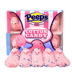 Peeps Easter marshmallow cotton candy chicks front pack display for colorful baskets