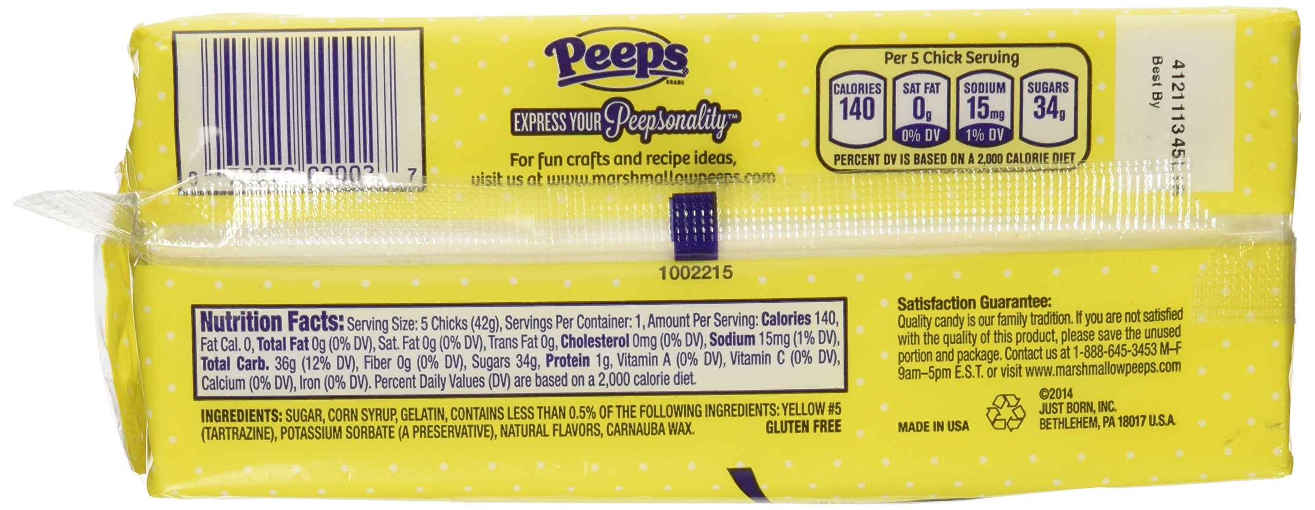 Peeps Marshmallow Chicks yellow face design close-up, playful texture for celebrations.