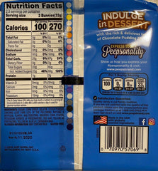 Peeps marshmallow chocolate pudding bunnies nutrition panel highlights calories