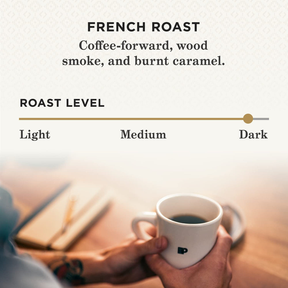 Whole Arabica beans from Peet's high-altitude sourcing.