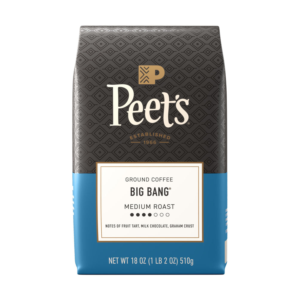 Peet's Big Bang ground coffee bag, mid roast, balanced daily brew.