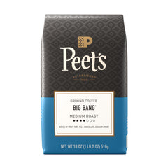 Peet's Big Bang ground coffee bag, mid roast, balanced daily brew.