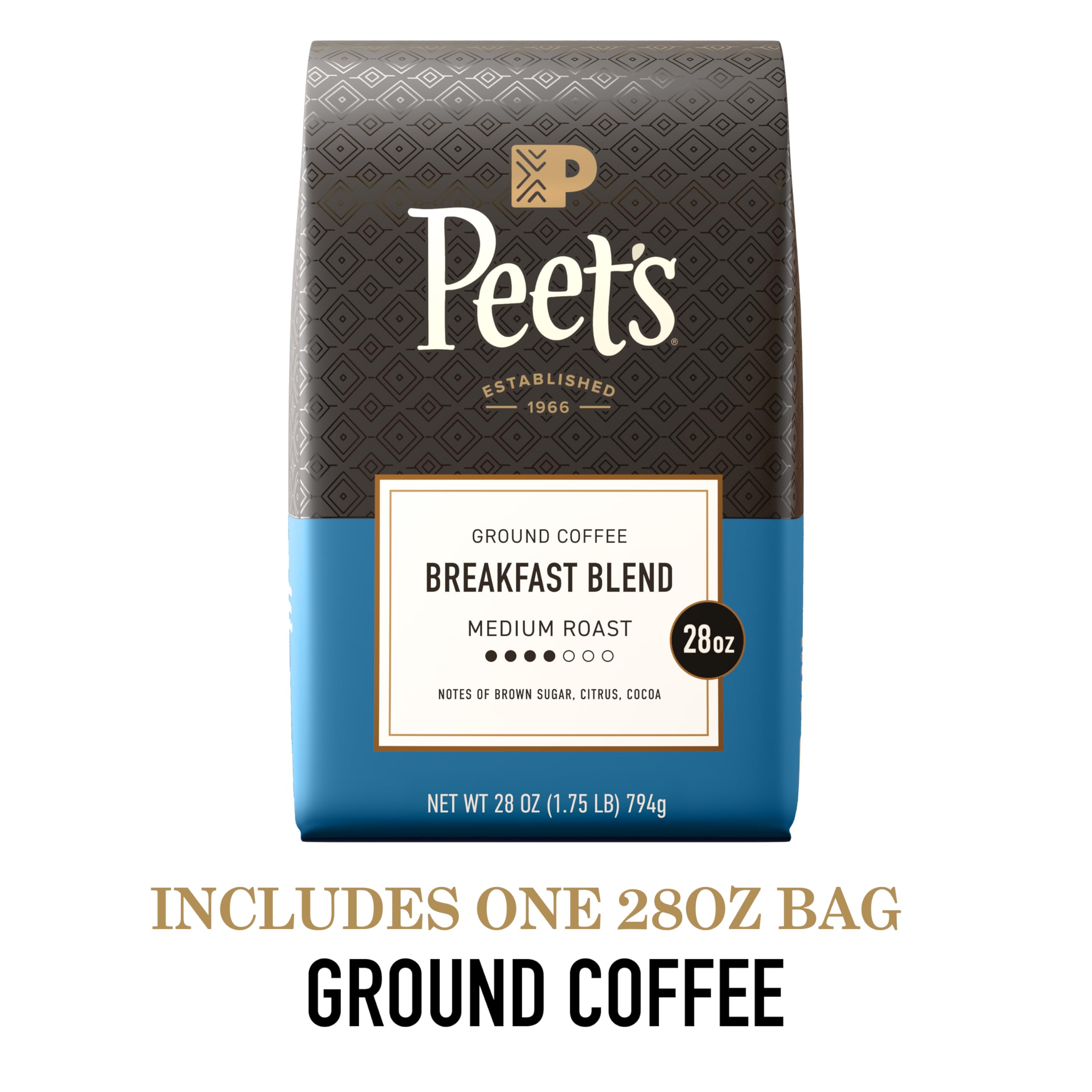 Aroma of cocoa and brown sugar from Peet's Breakfast Blend.