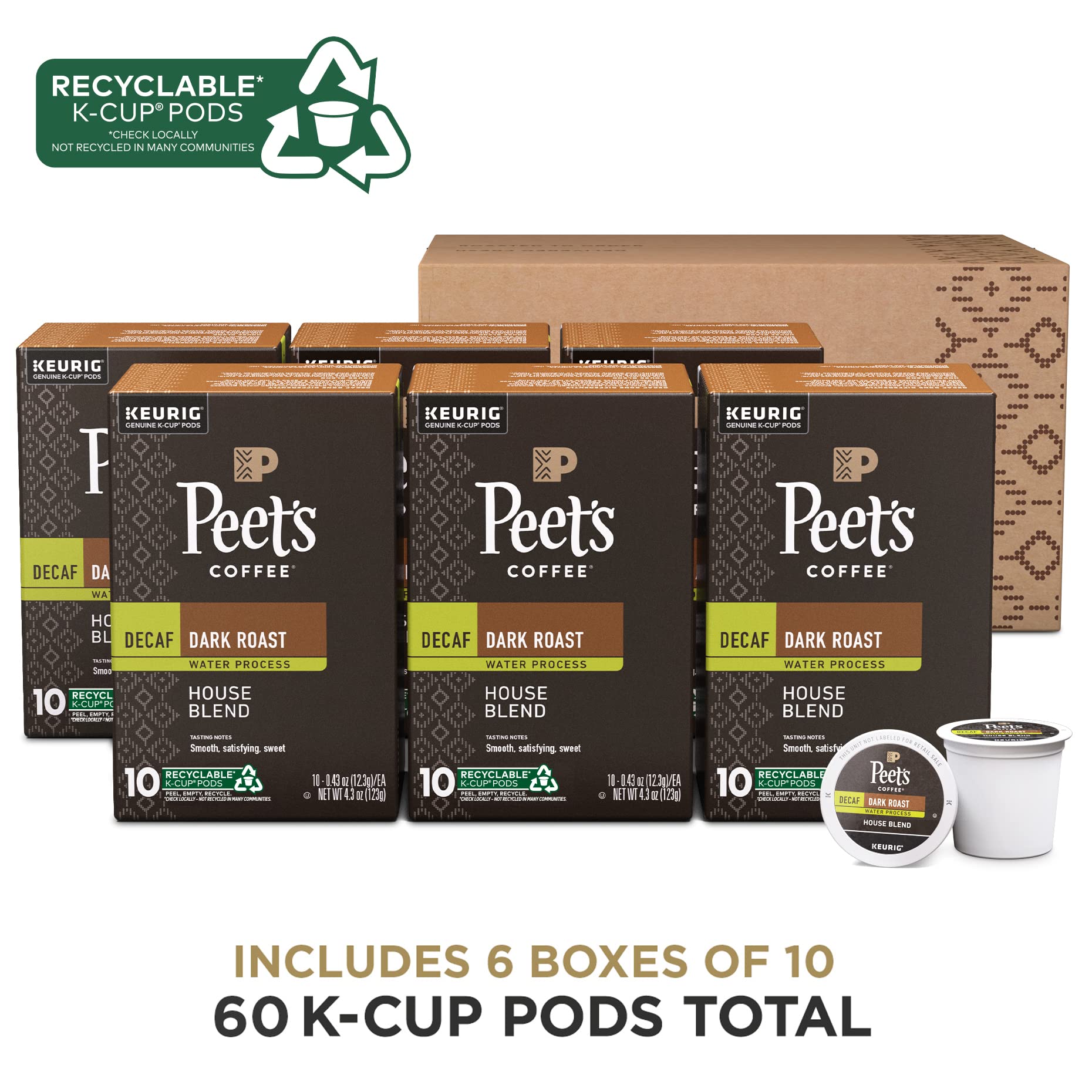 Peet's 60-count decaf House Blend for a week of easy cups.