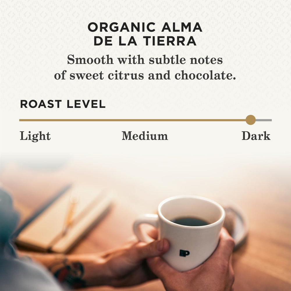 Peet's Alma de la Tierra K-Cup brewing with Keurig for simple prep.