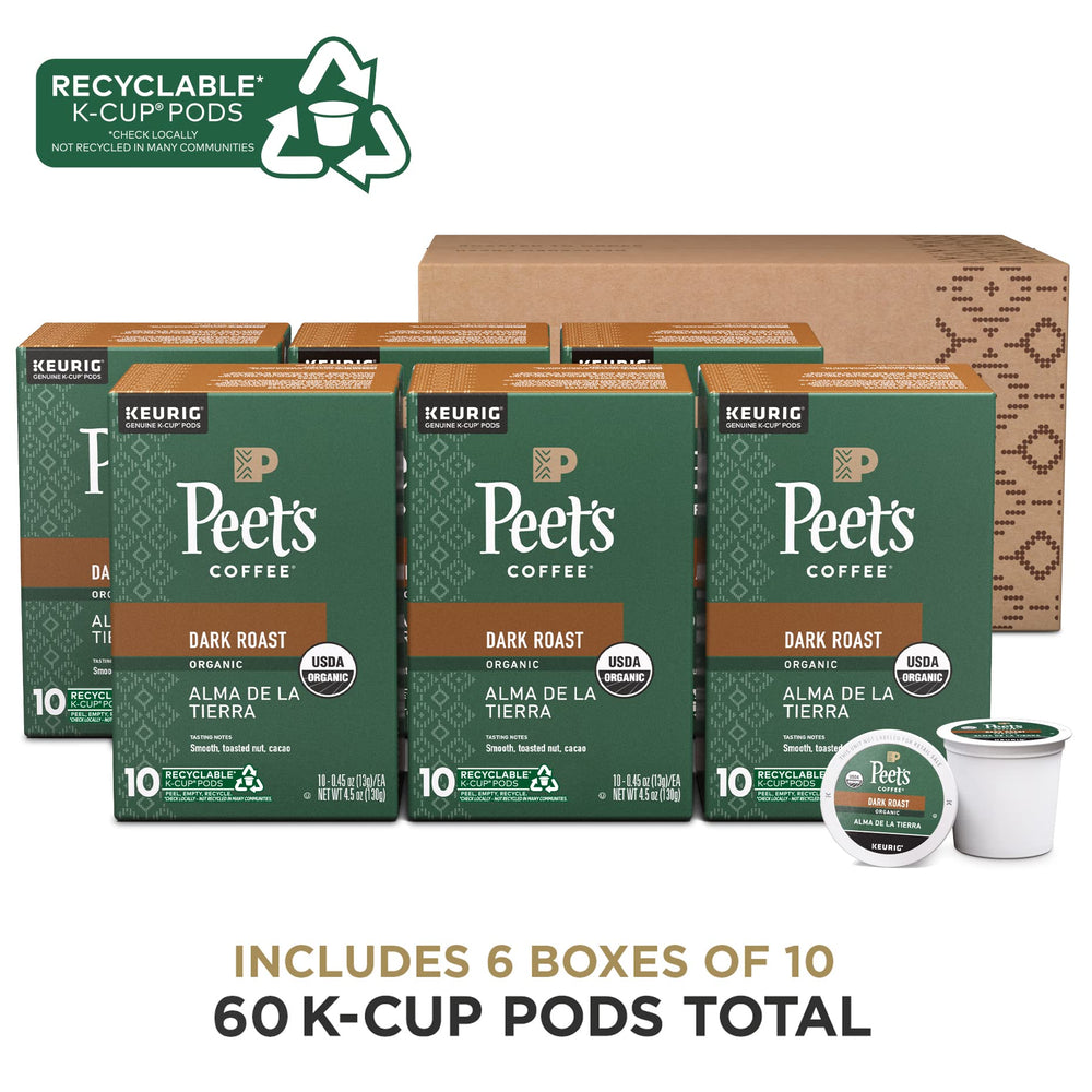 Peet's Alma de la Tierra pod closeup highlights dark roast aroma.