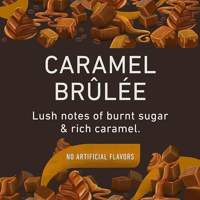 K-Cup being poured into a mug of Peet's Caramel Brûlée