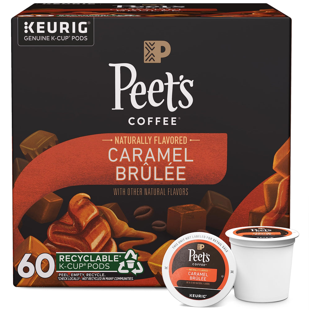 Peet's Coffee Caramel Brûlée K-Cups box front in a six-box bundle