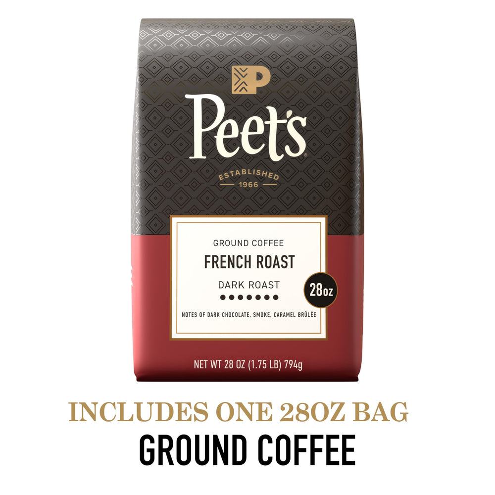 Peet's Coffee dark chocolate smoke notes visible in roasted beans.