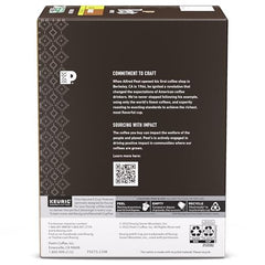 Front view of the four-box Peet's Decaf House Blend packaging