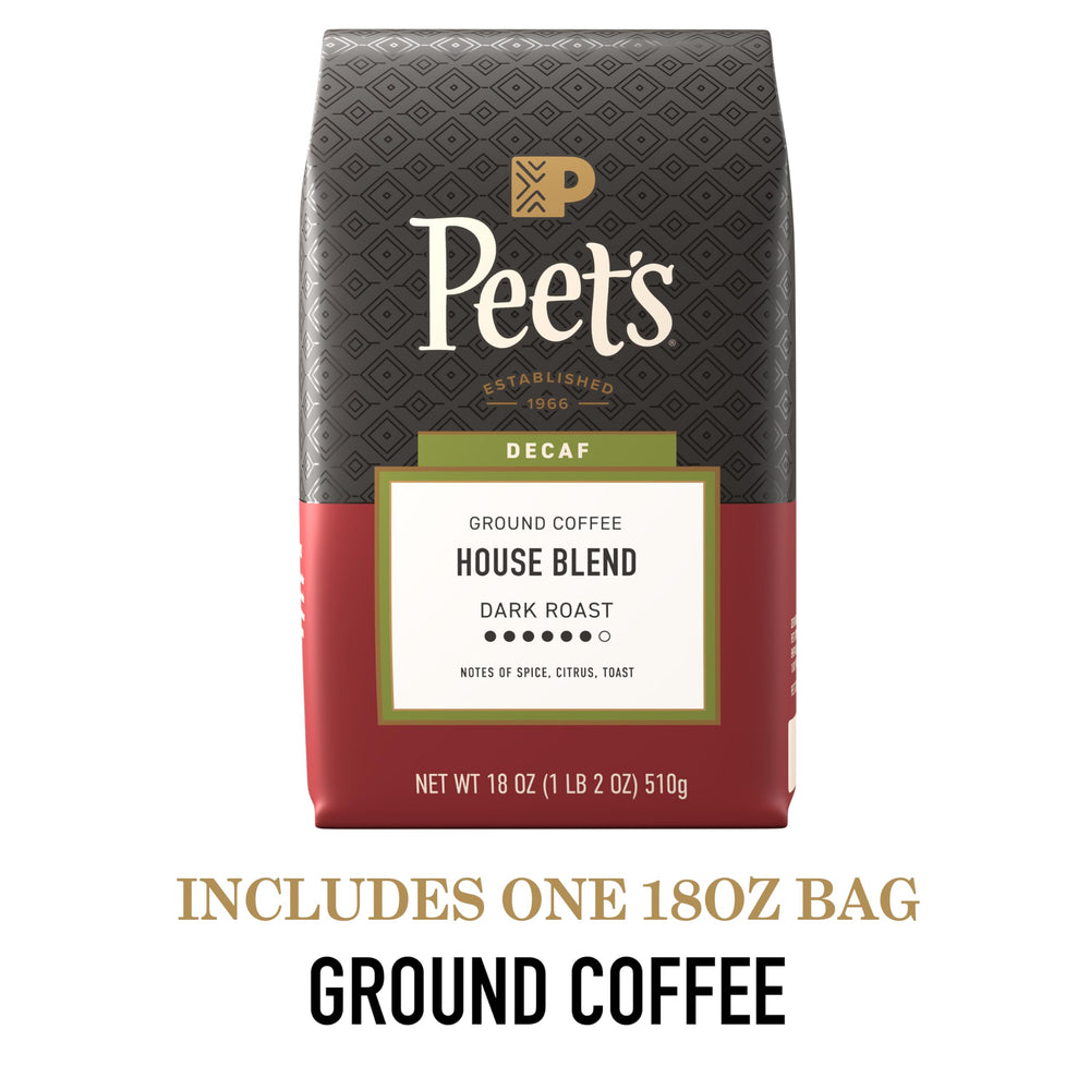 Pour-over setup with Peet's Decaf House Blend for clean extraction.