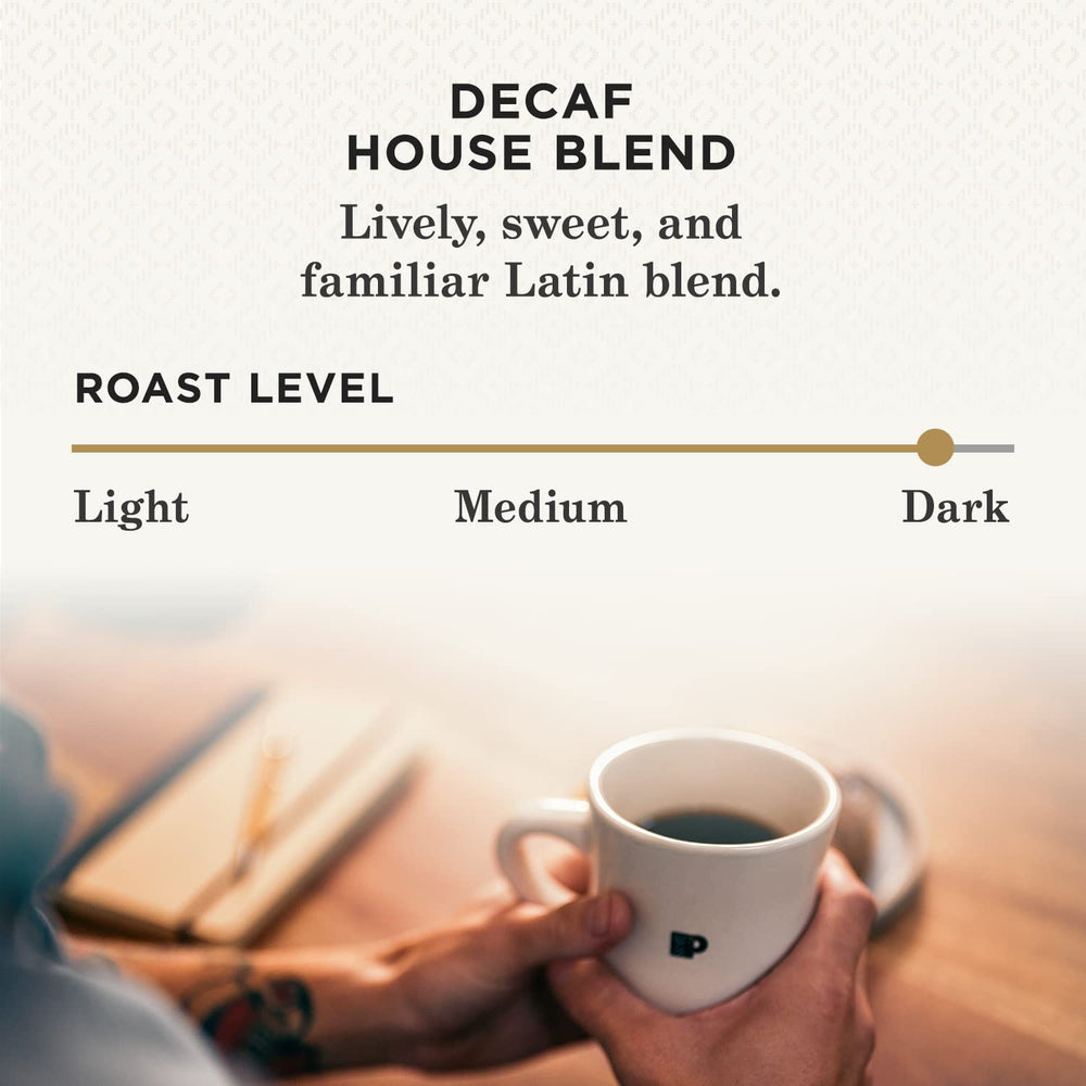 Roasted Arabica beans used in Peet's Decaf House Blend