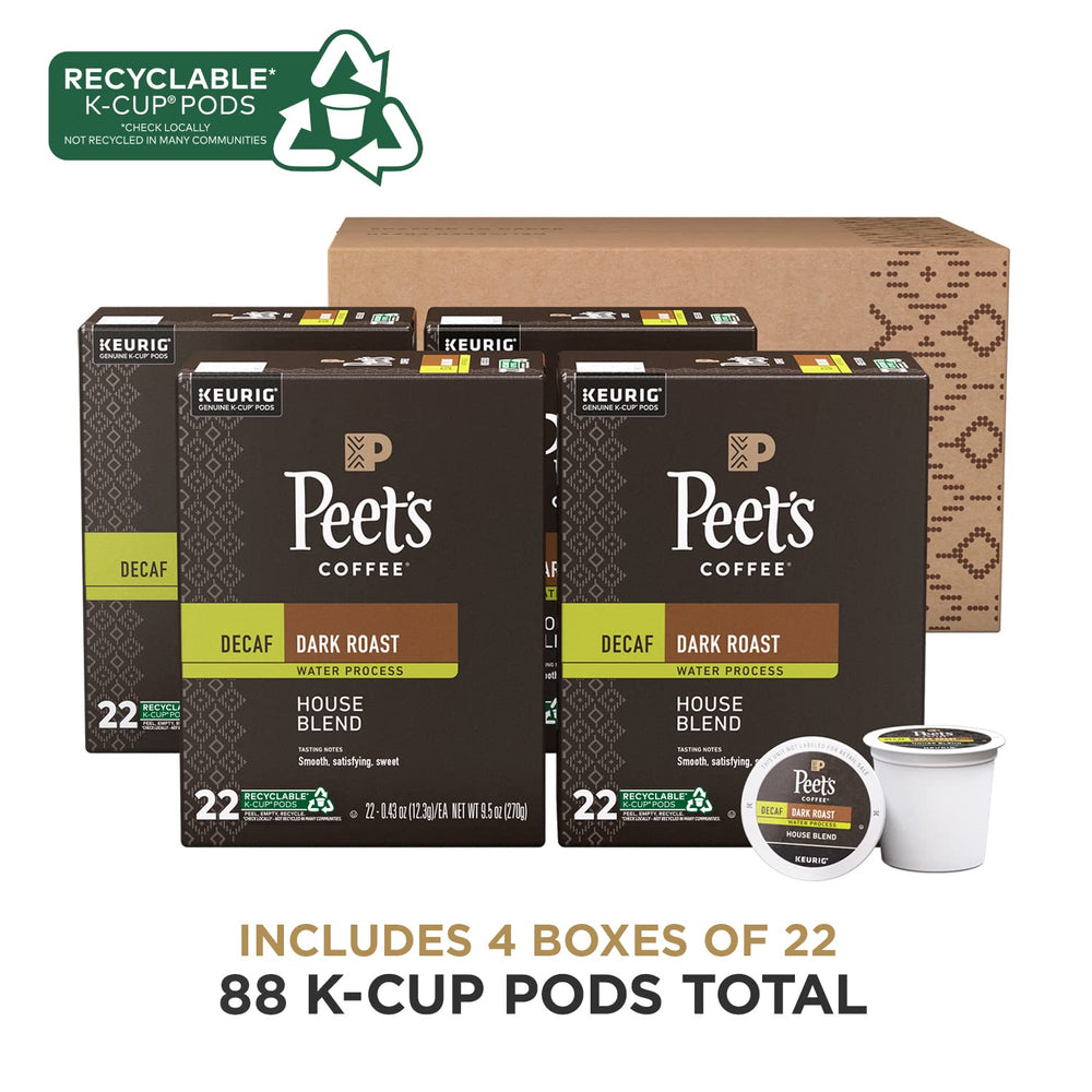 Steaming cup of Peet's Decaf House Blend evokes inviting warmth