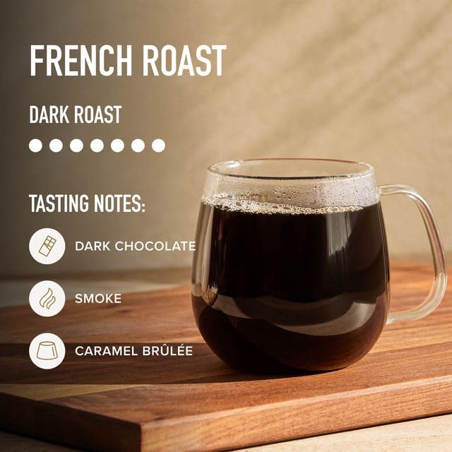 Rich aromas wafting as Peet's French Roast is prepared in a French press.