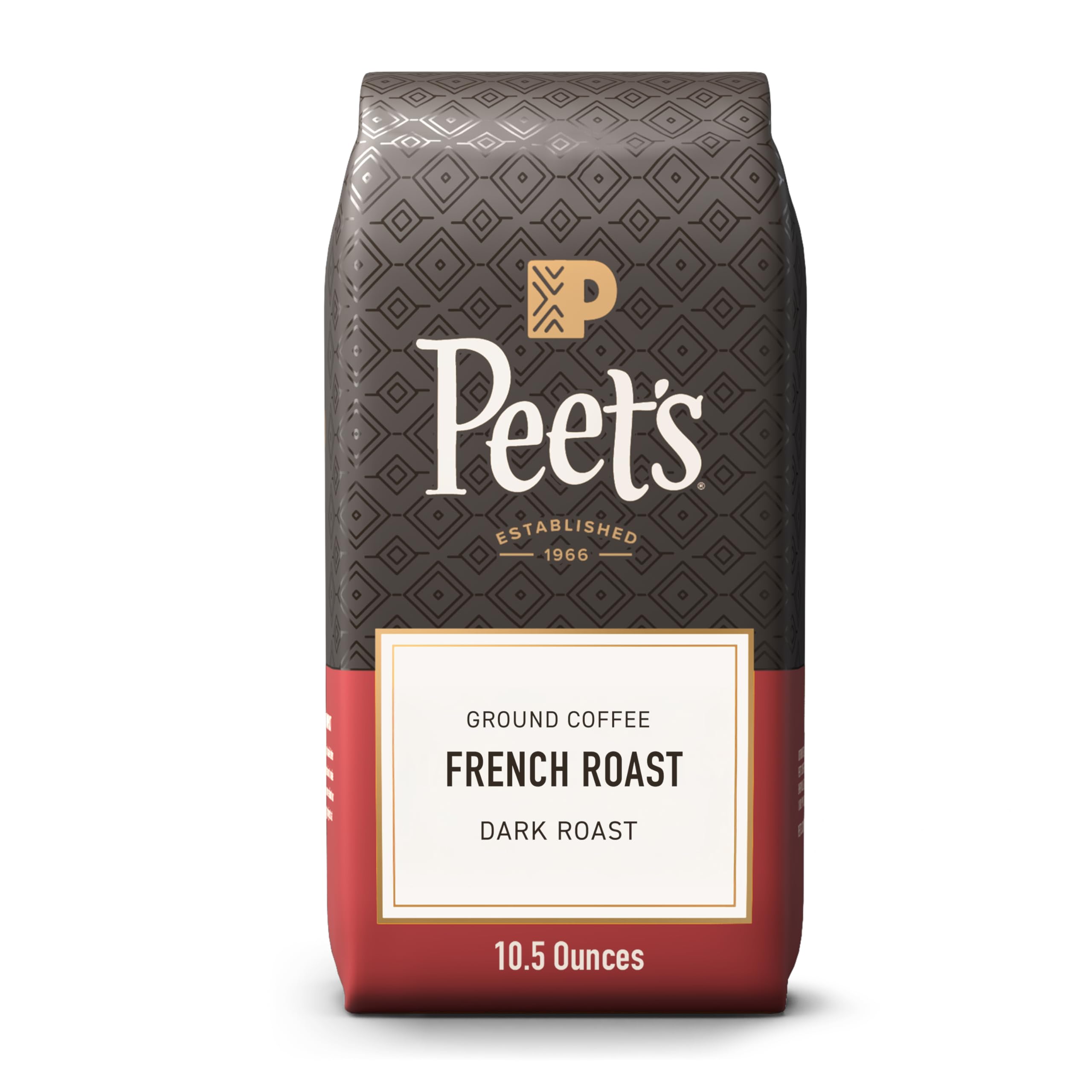 Peet's Coffee French Roast bag front with bold design and 10.5 oz size.