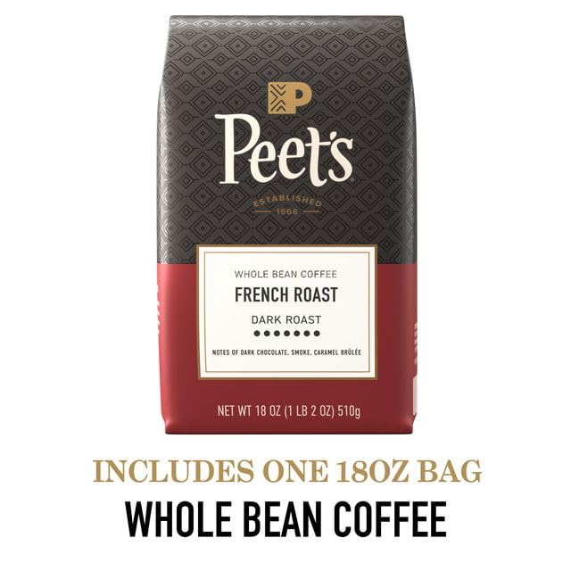 French Roast brew with a warm cup near the bag, inviting bold notes.
