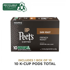 Close-up of Peet's French Roast K-Cup pod showing rich color.
