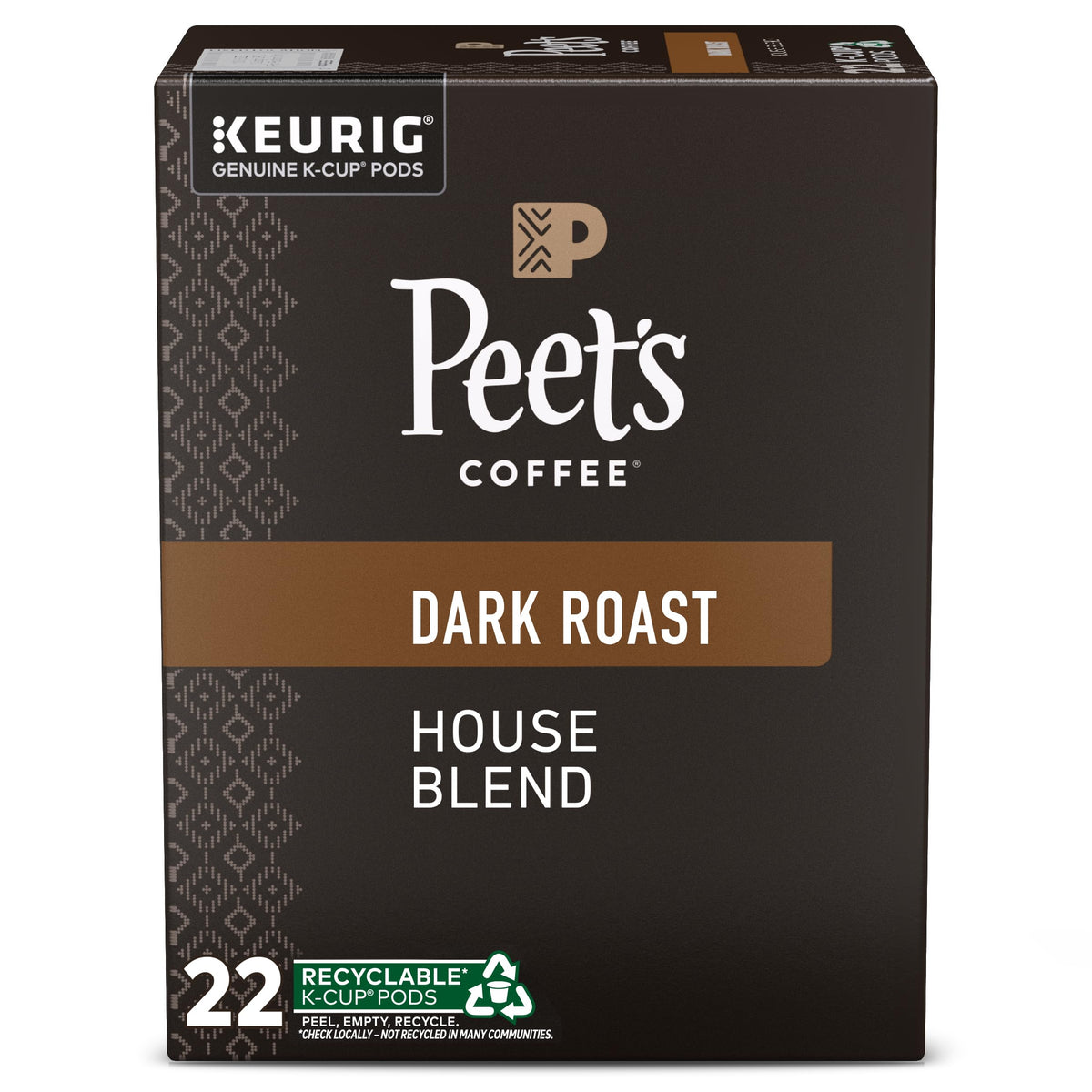 Peet's Coffee House Blend 88-pod box on display for quick morning brews.