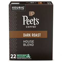 Peet's Coffee House Blend 88-pod box on display for quick morning brews.