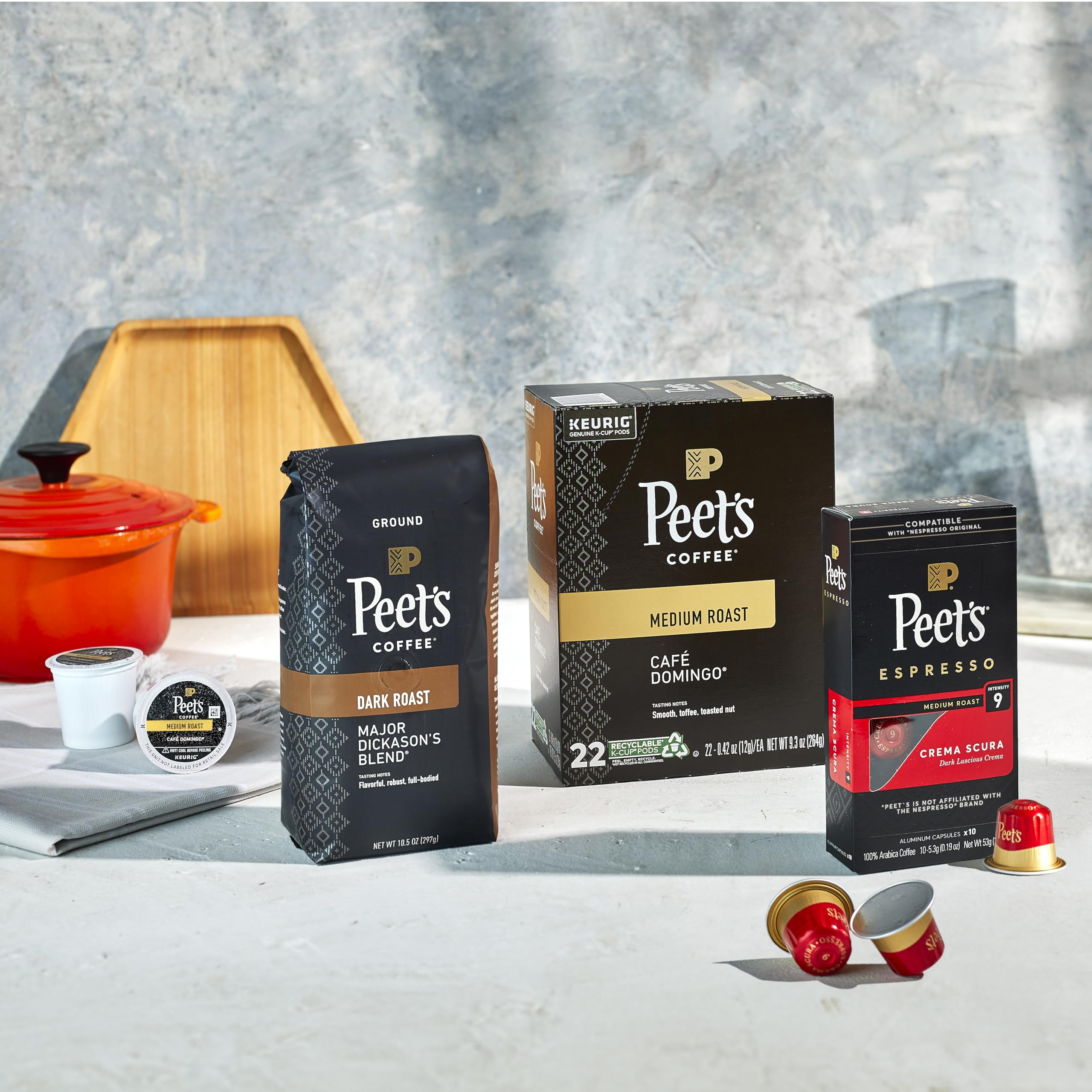 Peet's aromas rise from a mug, inviting a comforting morning routine.