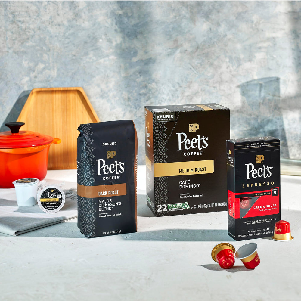 Peet's aromas rise from a mug, inviting a comforting morning routine.