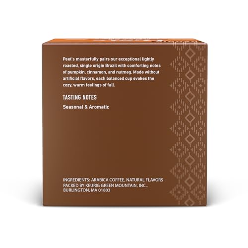 Peet's Pumpkin Spice K-Cup closeup reveals warm aroma and inviting autumn flavor.
