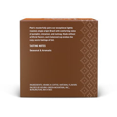 Peet's Pumpkin Spice K-Cup closeup reveals warm aroma and inviting autumn flavor.